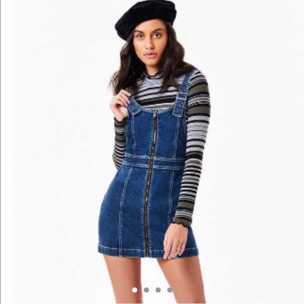 Pacsun Denim Overall Zipper Mini Dress, Size:XS